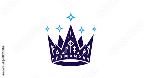 Royal crown with sparkling blue stars.