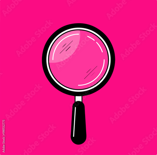 Magnifying glass illustration on a vibrant pink background for detailed examination.