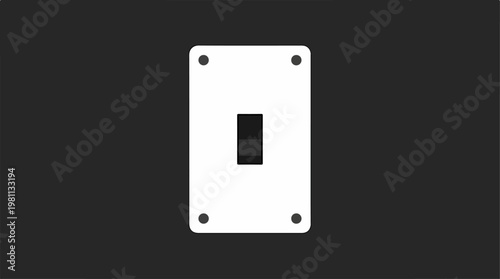 Simple white light switch on a dark gray background.