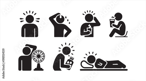Minimal healthcare icon pack featuring symptoms and recovery scenarios