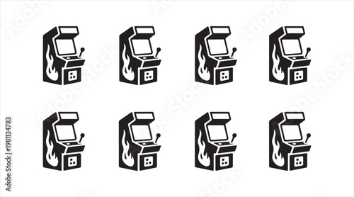 Minimal arcade icon pack featuring retro entertainment and gaming devices