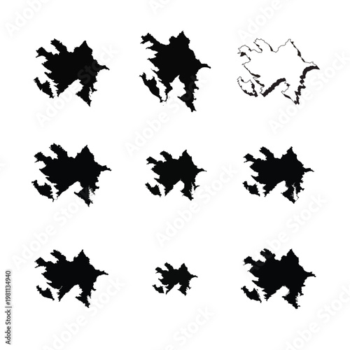 Detailed Map Silhouette Set Collection