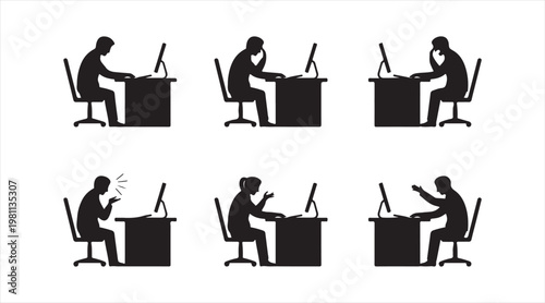 Black silhouette people collection for interviews teamwork and corporate interaction