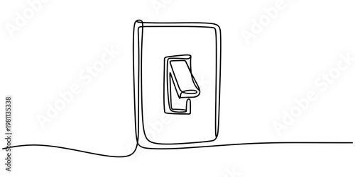 Minimalist line drawing of wall light switch button