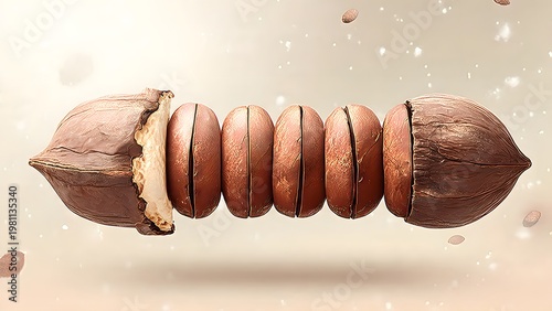 pecan nut halves, healthy snack, food photography, isolated