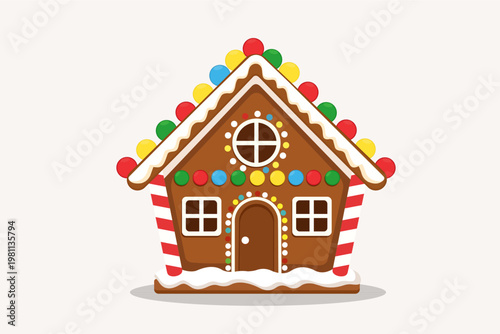 Colorful Christmas Gingerbread Houses with Candy Decorations