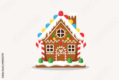 Colorful Christmas Gingerbread Houses with Candy Decorations