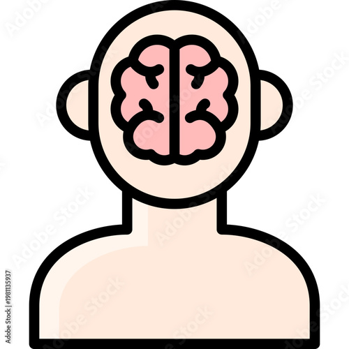 brain tissue icon illustration design with filled outline
