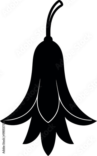 Elegant bellflower silhouette a delicate floral design in black and white