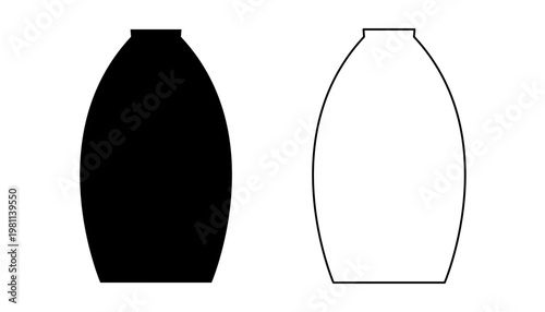Vases pots solid and line icons