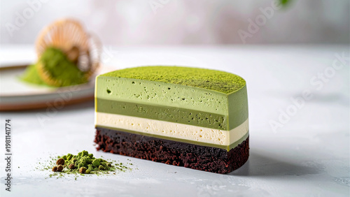 Premium Matcha Layer Cake, Green Tea Dessert with Smooth Cream Layers