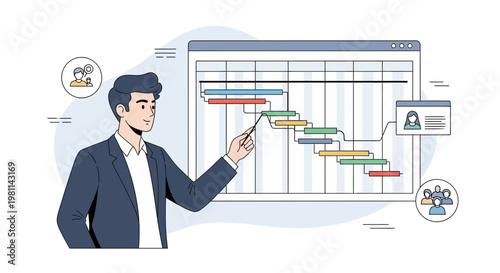 Project Manager Presenting Gantt Chart for Business Planning and Strategy