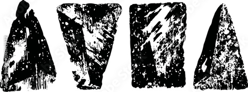 Ancient stone tools set prehistoric hand axes and scrapers archaeological artifacts in black and white