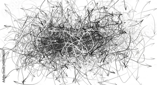 Tangled Dry Grass Clump Close Up Texture Image.