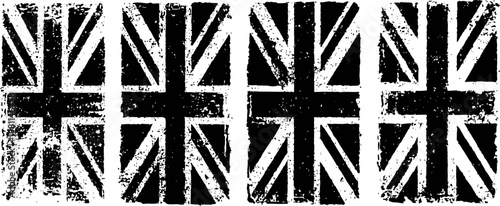 Grunge union jack flags pattern british textured background with distressed paint effect