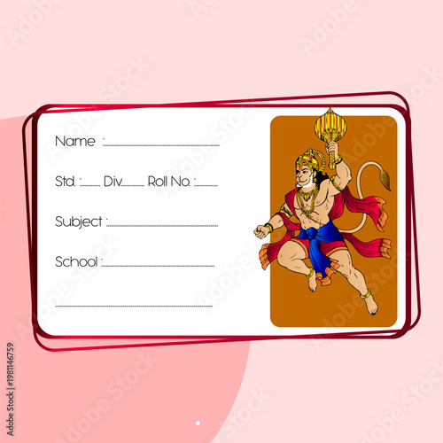 Card Stack Hanuman School Name Label Sticker Student Tag