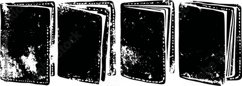 worn vintage books with textured covers old literature, antique paper, rustic reading collection in a row