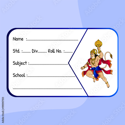 Minimal Curve Hanuman School Name Label Sticker Student Tag