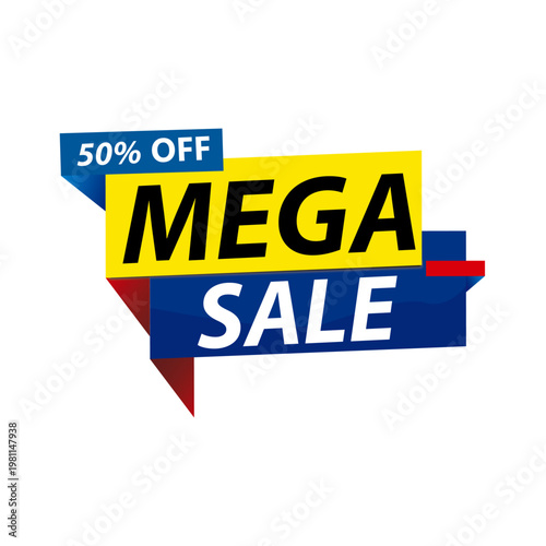 Mega Sale Banner with 50% Discount Offer