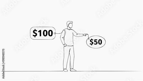 Man chooses between $100 and $50 dollar amounts