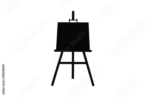 minimalist easel with a blank board silhouette line art vector illustration