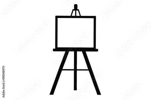 minimalist easel with a blank board silhouette line art vector illustration