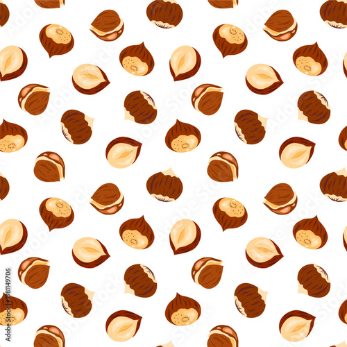 hazelnut Pattern background. seamless pattern hazelnut doodle illustration. doodle hazelnut seamless pattern.	