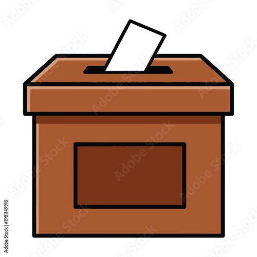 Ballot Box with Voting Paper Inserted for Election Day Concept Isolated on White Background