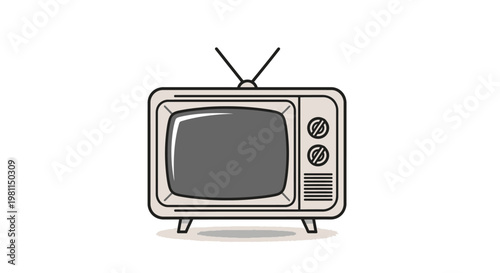 Retro Television Set With Antenna.