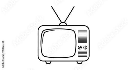 Old Television Set With Antennae.