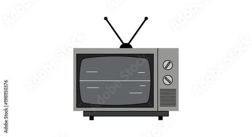 Old Television Set With Antennae.