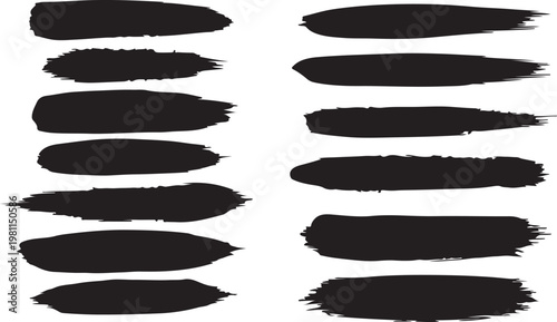 Abstract black brush strokes on white background