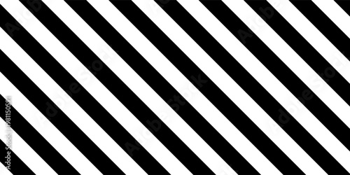 Seamless pattern with striped black white diagonal inclined lines. Optical illusion effect, op art. Vector vibrant decorative background, texture.