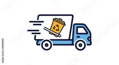 Recycling delivery Line art clean abstract color vector