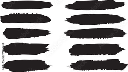 Abstract brush strokes collection on white background