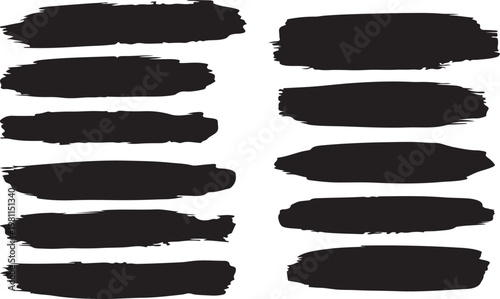 Abstract black brush strokes collection on white background