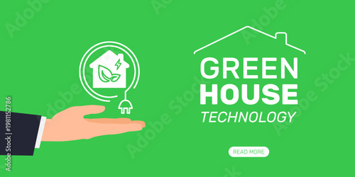 green house technology eco energy web banner design vector illustration