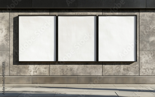 Mockup white wrinkled poster, minimalist aesthetic frame glued paper street poster. Template white poster advertising citylight. Modern mockup advertising, urban style. Realistic photo