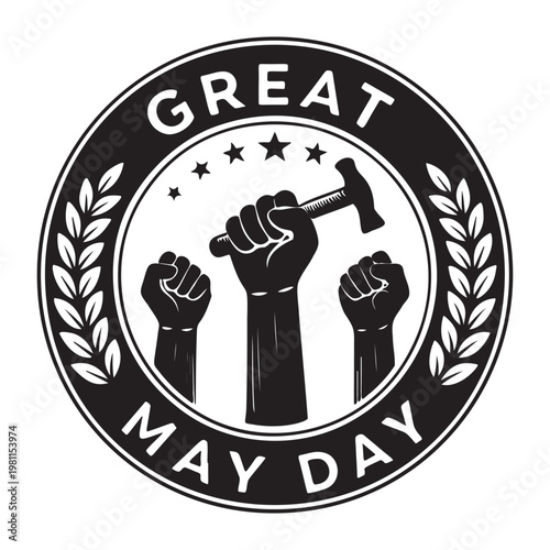 Silhouette vector art of a fist holding a hammer on the occasion of Labor Day