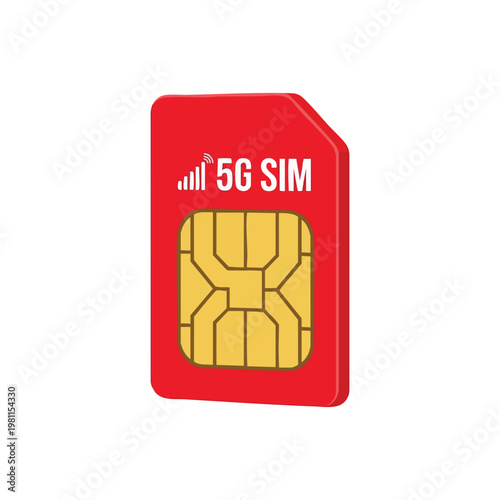 Red 5G SIM Card Illustration