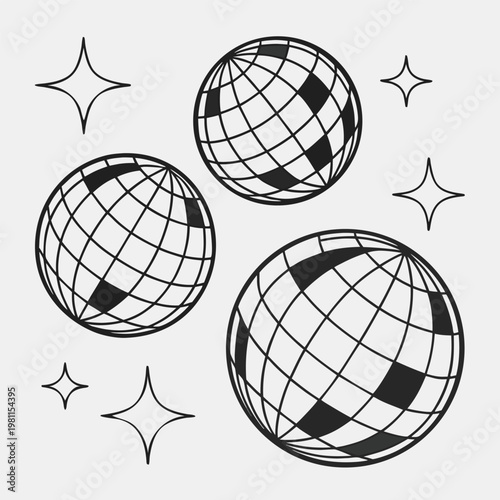 Abstract 3d vector globe design featuring a glass sphere map with technology lines and a global business concept shape