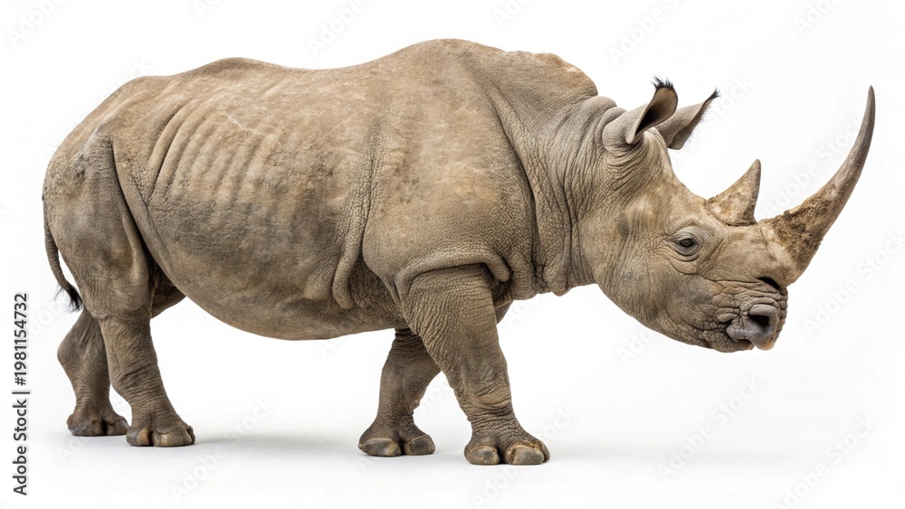 Obraz premium White rhinoceros isolated on white background wildlife endangered animal