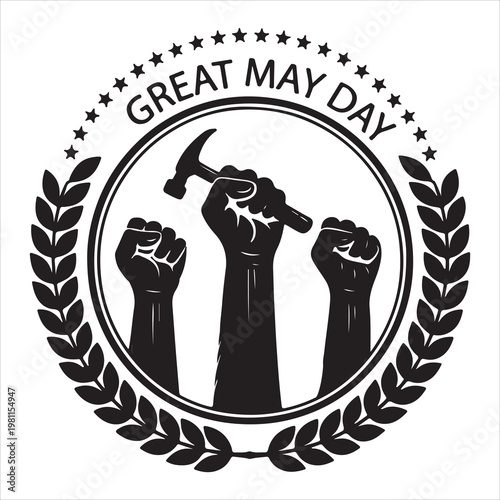 Silhouette vector art of a fist holding a hammer on the occasion of Labor Day