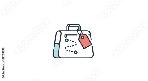 Icon of a suitcase with a travel tag.