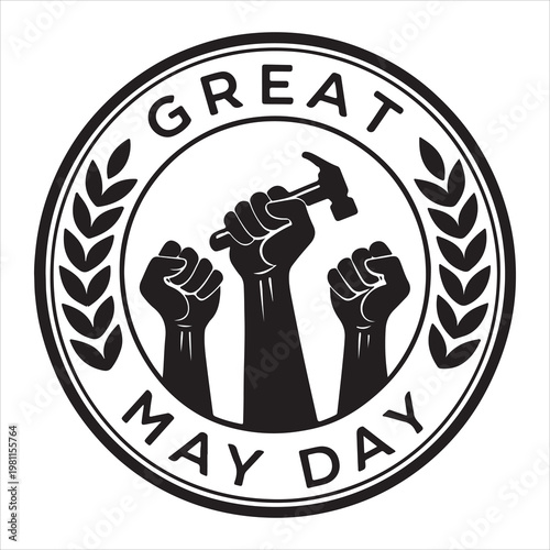 Silhouette vector art of a fist holding a hammer on the occasion of Labor Day