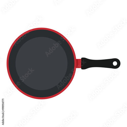 Black Frying Pan with Red Trim Illustration
