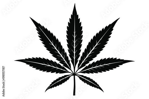 marijuana leaf silhouette line art vector illustration