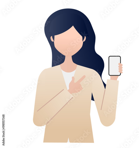 働いている女性 スマートフォンを持っているイラストのベクター素材