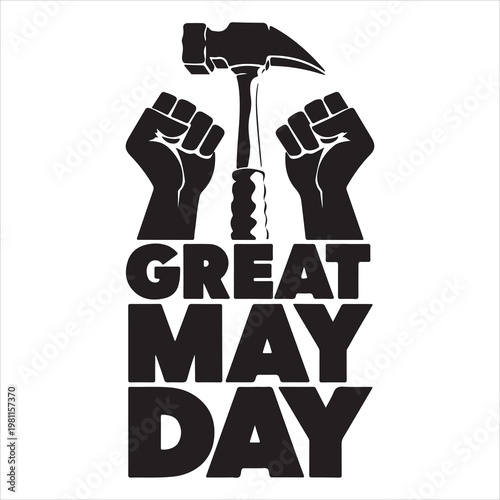 Silhouette vector art of a fist holding a hammer on the occasion of Labor Day