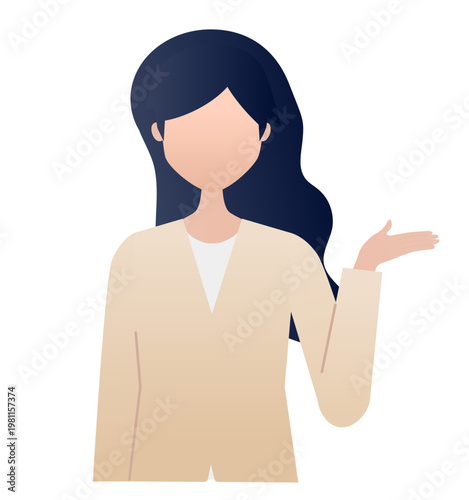 働いている女性が案内しているイラスト ベクター素材